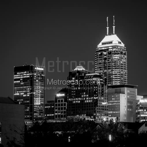 The Indy Skyline -- Indianapolis Black and White Photography