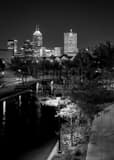 Vertical The Indianapolis Skyline from the St Clair Street Bridge black and white Photography