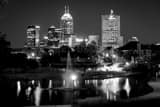 Horizontal The Indianapolis Skyline from Canal Walk black and white Photography