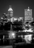 Vertical The Indianapolis Skyline from Canal Walk black and white Photography