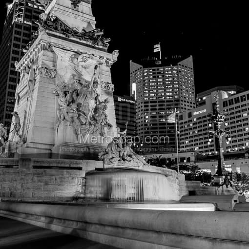 Indianapolis Black and White Photos of The Monument and Sheraton Hotel in Monument Circle The Monument and Sheraton Hotel in Monument Circle -- Indianapolis Black and White Photos