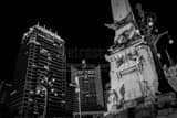 Horizontal Monument Circle in Downtown Indy black and white Photography