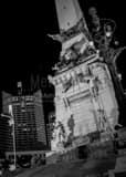 Vertical Monument Circle in Downtown Indy black and white Photography