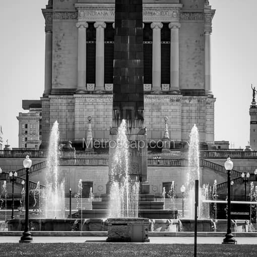 Indianapolis Black and White Photos of The Obelisk Fountains and Indiana War Memorial The Obelisk Fountains and Indiana War Memorial -- Indianapolis Black and White Photos