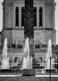 Vertical The Obelisk Fountains and Indiana War Memorial black and white Photography
