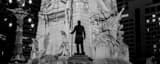 Panoramic The Oliver Morton Statue in Monument Circle black and white Photography