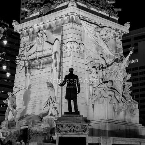 Indianapolis Black and White Photography of The Oliver Morton Statue in Monument Circle The Oliver Morton Statue in Monument Circle -- Indianapolis Black and White Photography