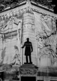Vertical The Oliver Morton Statue in Monument Circle black and white Photography