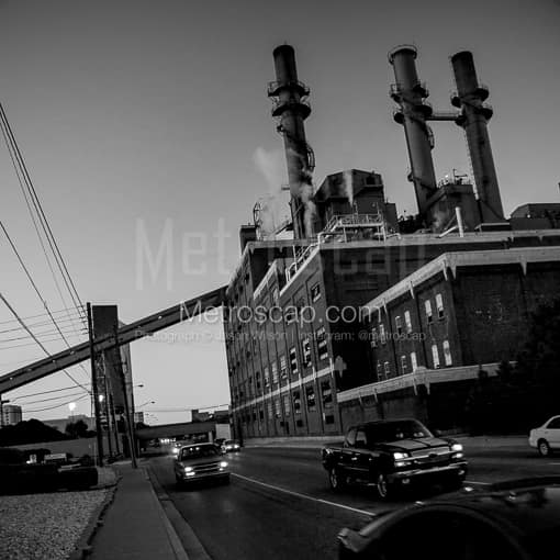 South West Street and Citizens Thermal -- Indianapolis Black and White Photography