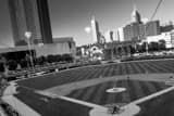 Horizontal Victory Field and Indy Skyline black and white Photography