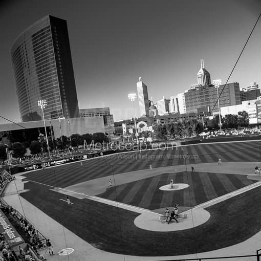 Victory Field and Indy Skyline -- Indianapolis Black and White Photography
