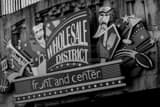 Horizontal The Wholesale District Sign black and white Photography