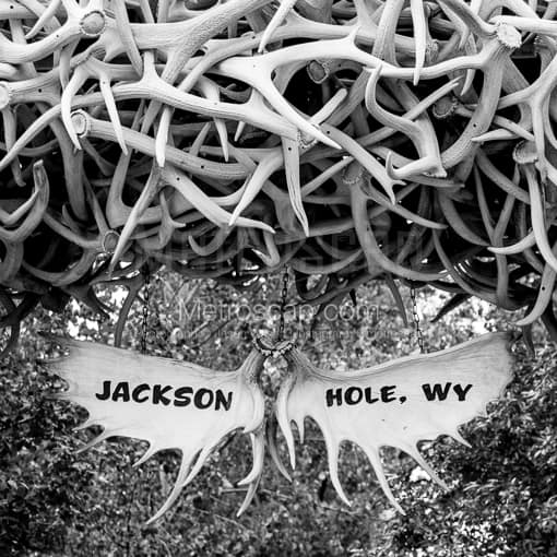 The Jackson Hole Wyoming Antler Arch -- Jackson Hole Black and White Photos