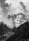 Vertical Rendezvous Mountain with Autumn Clouds black and white Photos