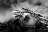 Horizontal Rendezvous Mountain's First Snowfall of the Season black and white Photos