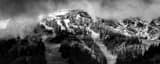 Panoramic The Jackson Hole Mountain Resort Tram Ascends Rendezvous Mountain black and white Photos