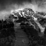 Square The Jackson Hole Mountain Resort Tram Ascends Rendezvous Mountain black and white Photos