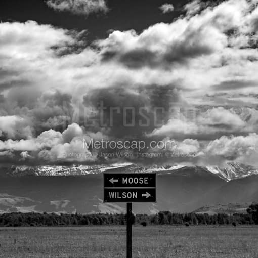 Wilson Wyoming Sign -- Jackson Hole Black and White Photos