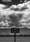 Vertical Wilson Wyoming Sign black and white Photos