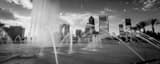 Panoramic The Jacksonville Skyline and Friendship Fountain black and white Photos