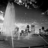 Square The Jacksonville Skyline and Friendship Fountain black and white Photos