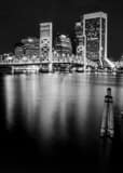 Vertical The Jacksonville Skyline on the St Johns River Banks black and white Photos