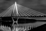 Horizontal The I-35 Bridge over the Missouri River black and white Photography