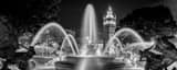 Panoramic The JC Nichols Fountain at Night black and white Photos