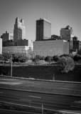 Vertical The Kansas City Skyline in the Afternoon black and white Photos