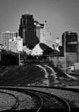 Vertical The Kansas City Skyline with RR Tracks Framed Photos