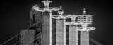 Panoramic The KCPL Building and Bartle Hall Pylons black and white Photos