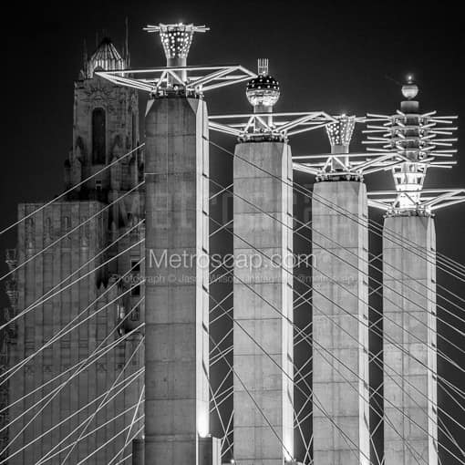 The KCPL Building and Bartle Hall Pylons -- Kansas City Black and White Photos