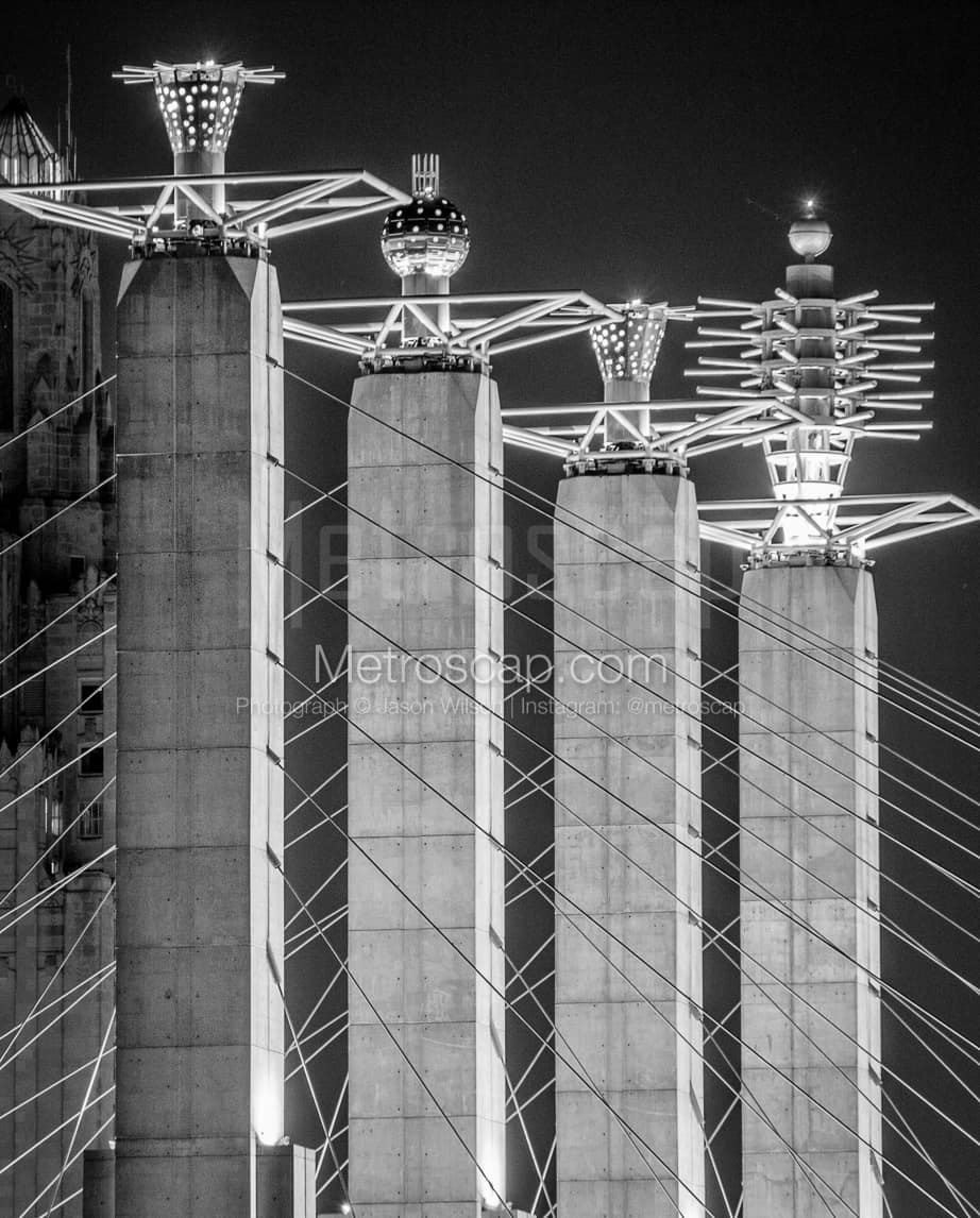 The KCPL Building and Bartle Hall Pylons black and white Photography