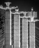 Vertical The KCPL Building and Bartle Hall Pylons black and white Photos