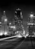 Vertical Main Street in Kansas City Missouri black and white Photos