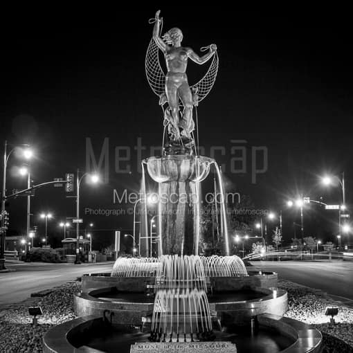 The Muse of the Missouri Fountain -- Kansas City Black and White Photos