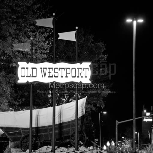 The Old Westport Sign -- Kansas City Black and White Photos