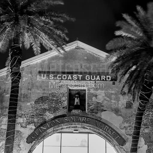 Clinton Square Market at Night -- Key West Black and White Photography