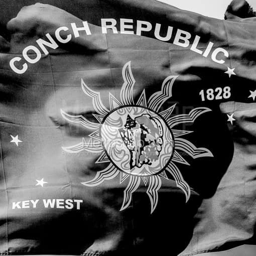 A Conch Republic Flag -- Key West Black and White Photography