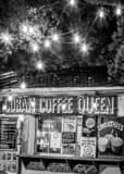 Vertical A Cuban Coffee Queen Stand at Night Photography