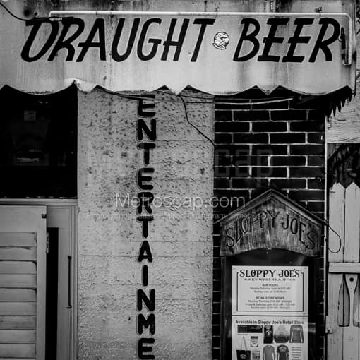 Draught Beer Awning at Sloppy Joes -- Key West Black and White Photography
