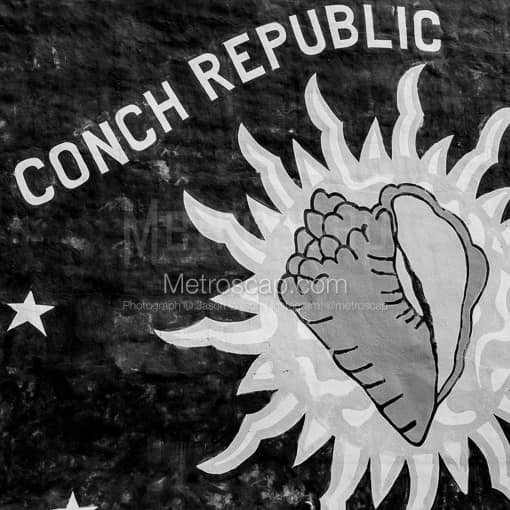 The EYW Conch Republic Mural -- Key West Black and White Photography