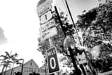 Horizontal Mile Zero Sign black and white Photos