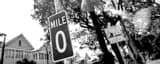 Panoramic Mile Zero Sign black and white Photos