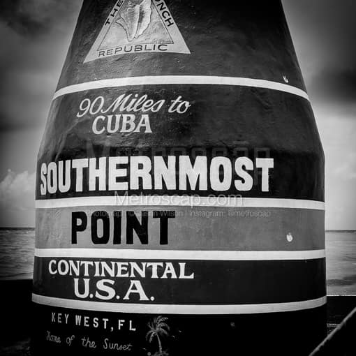 Key West Black and White Photography of The Southernmost Point Marker in Key West The Southernmost Point Marker in Key West -- Key West Black and White Photography