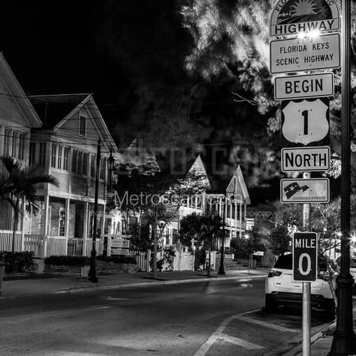 US Route 1 Mile Marker Zero -- Key West Black and White Photography