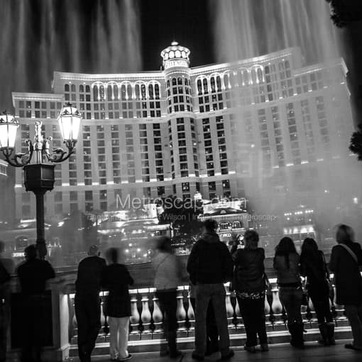 The End of a Bellagio Fountain Show -- Las Vegas Black and White Photography