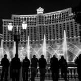 Square The Bellagio Fountains at Night Framed Photos