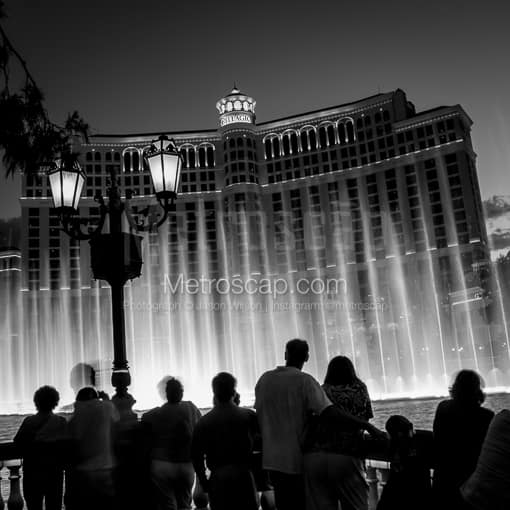 Las Vegas Black and White Photos of The Bellagio Fountains Performance of the song Hoedown The Bellagio Fountains Performance of the song Hoedown -- Las Vegas Black and White Photos