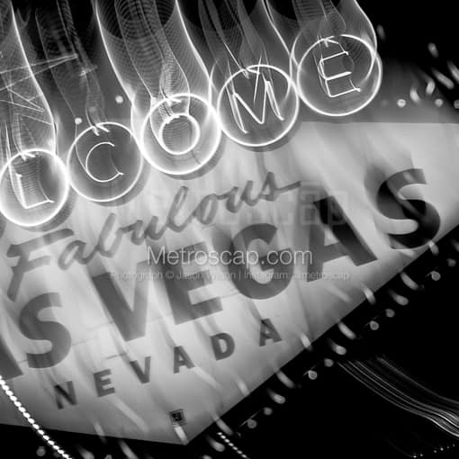 Las Vegas Black and White Photos of An Intentionally Blurry Las Vegas Sign at Night An Intentionally Blurry Las Vegas Sign at Night -- Las Vegas Black and White Photos